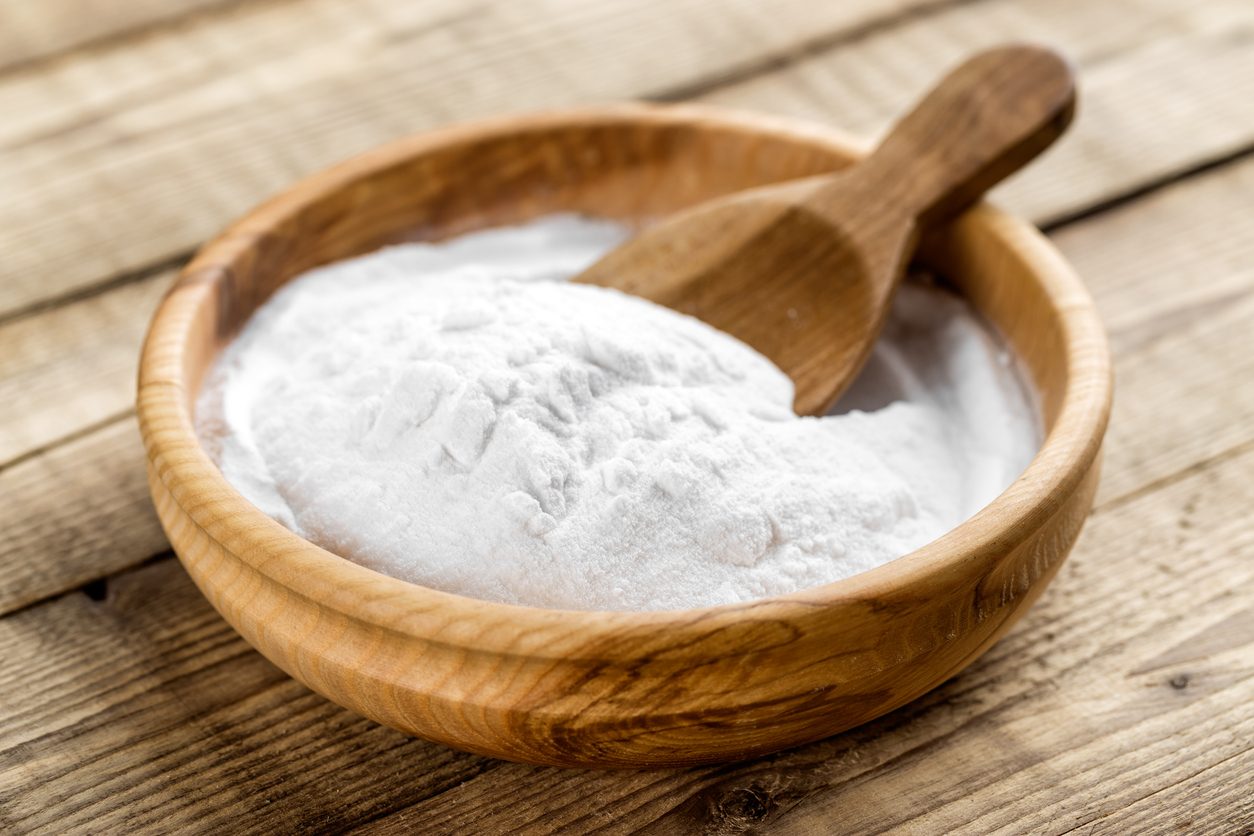 Baking Soda in wooden bowl