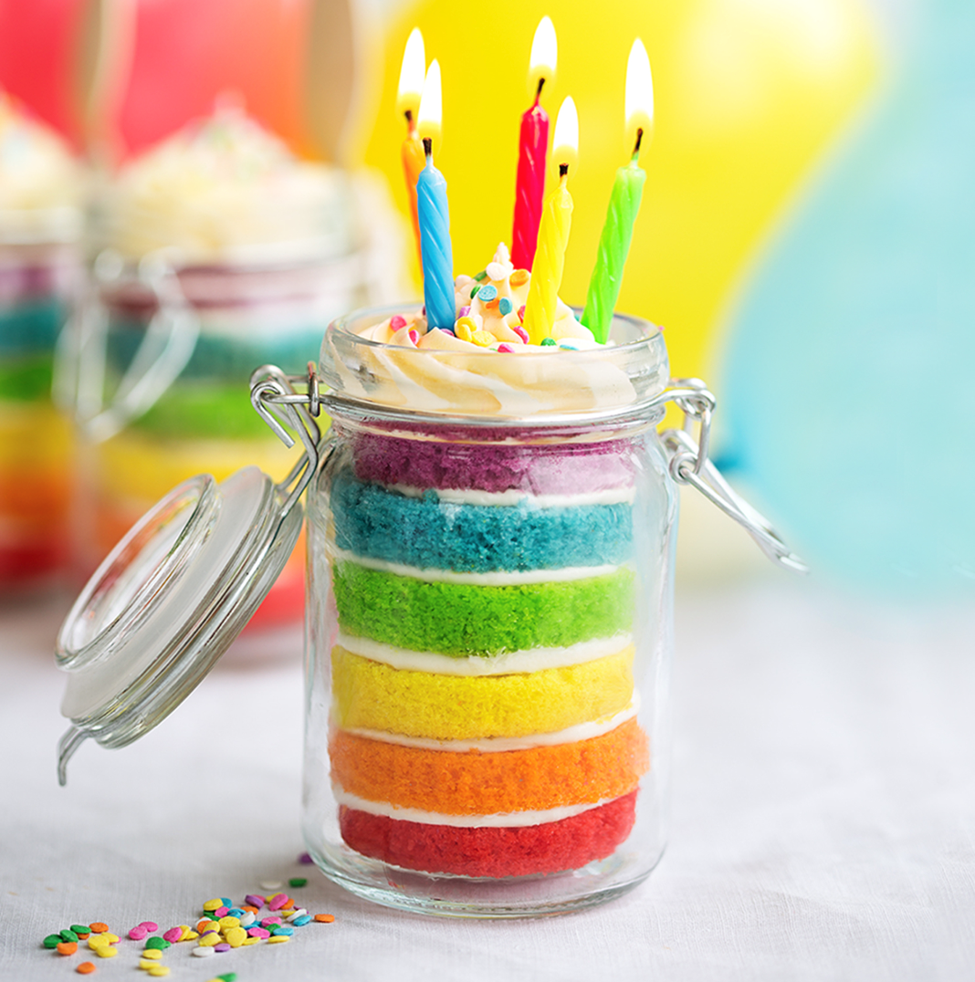 layered cake in a jar for a holiday dessert idea